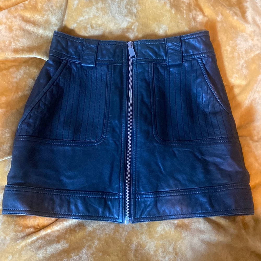 y2k leather zipper mini skirt